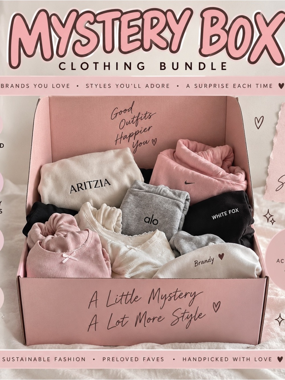 4-Piece Aritzia Alo Brandy White Fox Curated Mystery Box XS/S 🎀